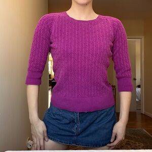 Women's Purple Cable Knit Sweater